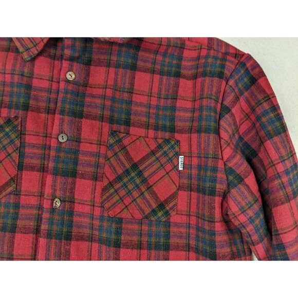 MEN'S RED PLAID FLANNEL FLEECE-LINED SHACKET - SIMPSONS X STEREO - SIZE L - Picture 3 of 10